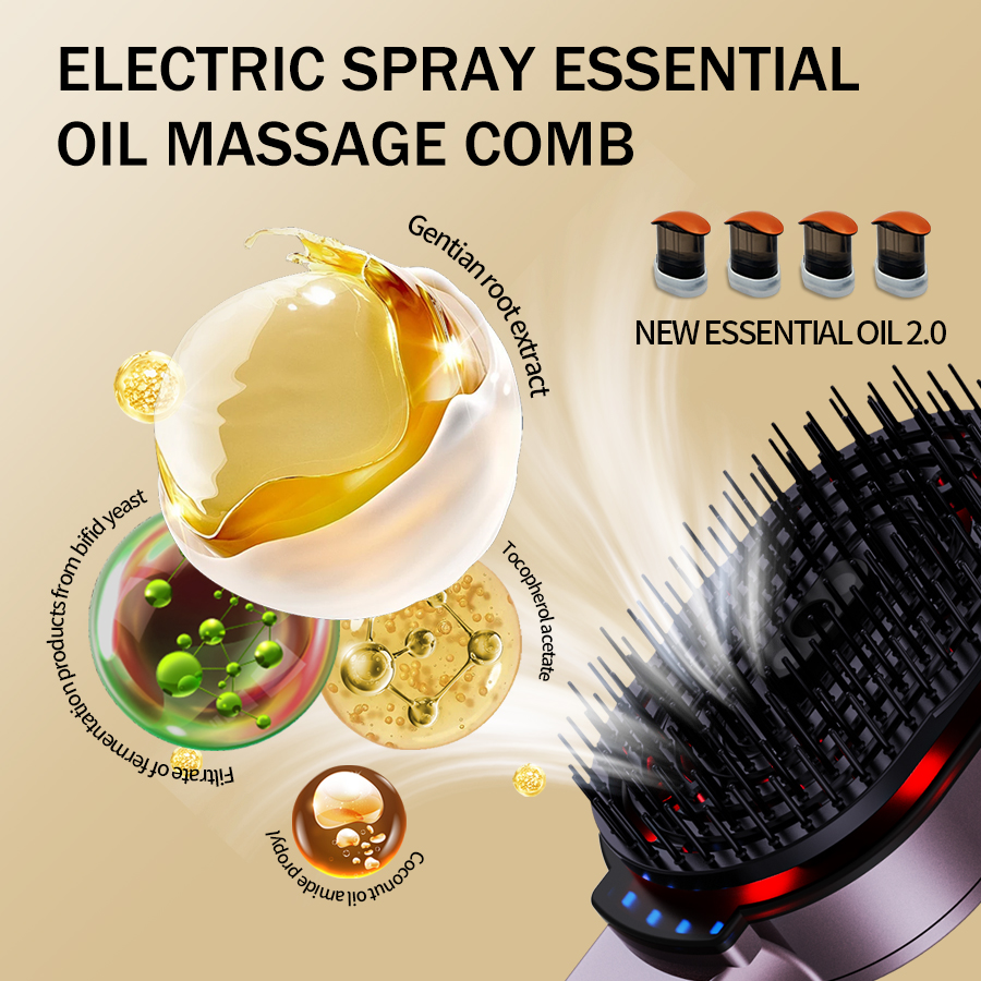Pente de massagem 4 em 1, spra - Hair Care Essential Oil avaliação e preço